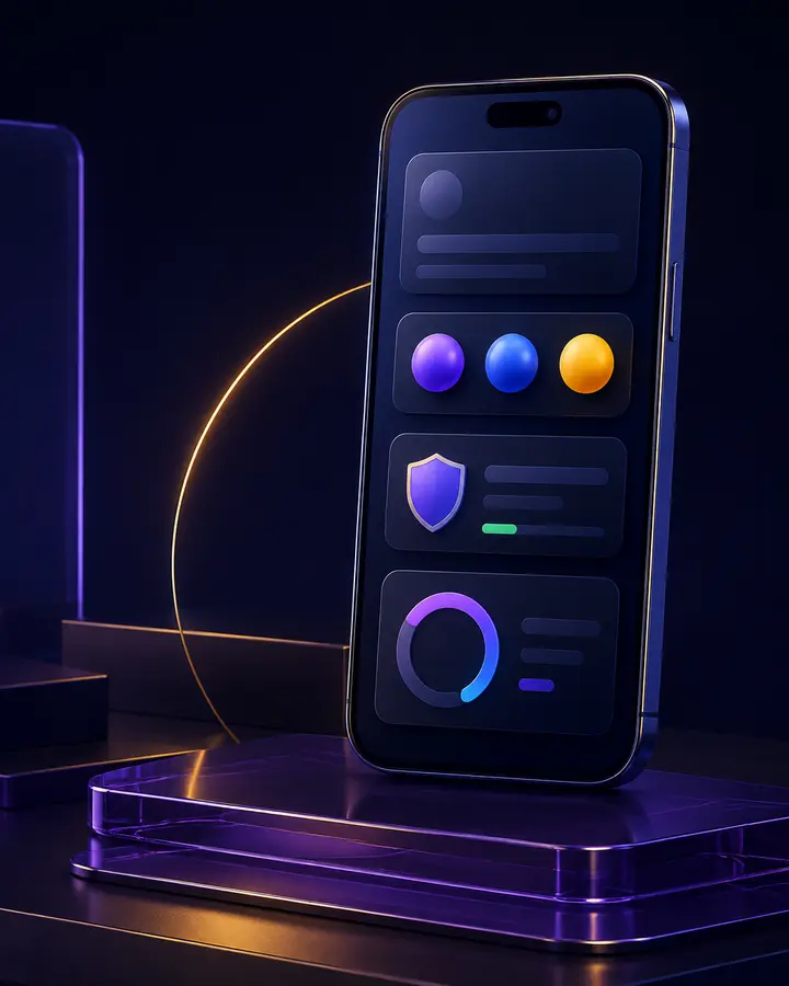 One Lottery mobile app concept with secure interface cards