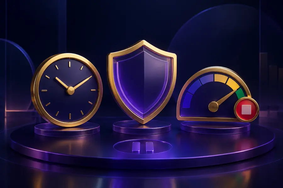Responsible gaming time budget and protection symbols